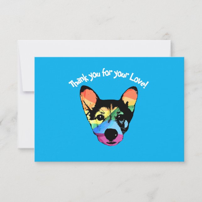 Chien arc-en-ciel, carte, carte de remerciements (Devant)