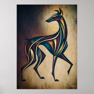 Chien Art Déco, Art mural d'animal géométrique abs