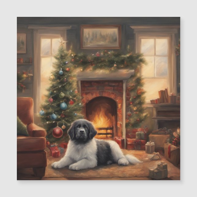 Chien assis devant un arbre de Noël (Devant)