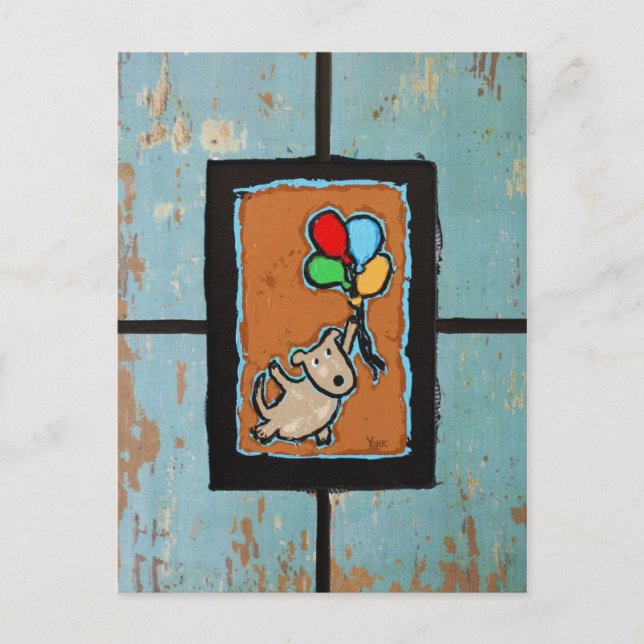 chien avec ballons carte postale (Devant)