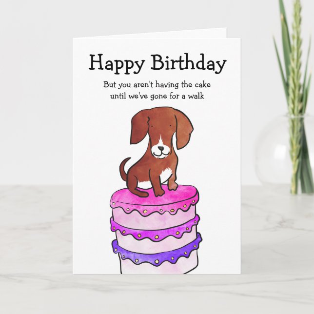 Chien avec carte d'anniversaire de gâteau (Devant)