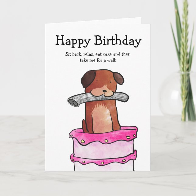 Chien avec carte d'anniversaire de gâteau (Devant)