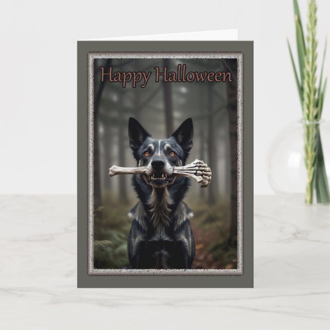 Chien avec carte d'Halloween os (Devant)