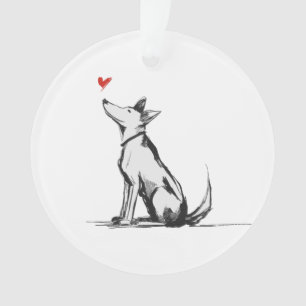 Chien avec cœur – Esquisse d'animal minimal amour