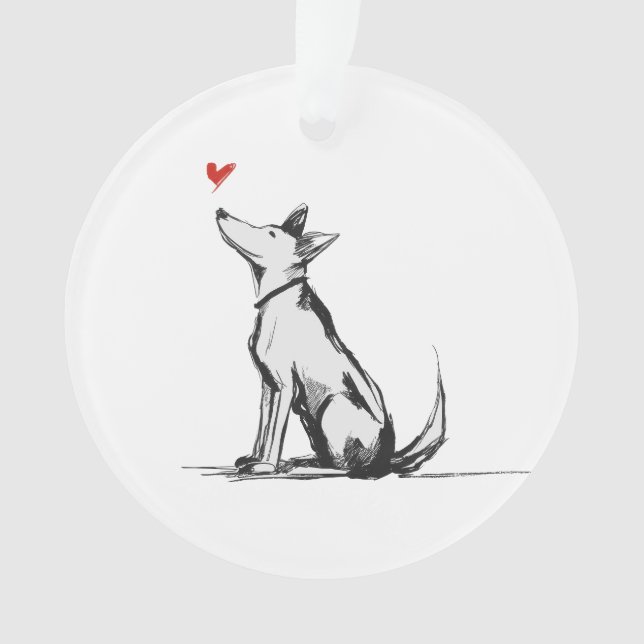 Chien avec cœur – Esquisse d'animal minimal amour (devant)