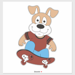 chien avec skateboard Custom-Cut Vinyl Sticker
