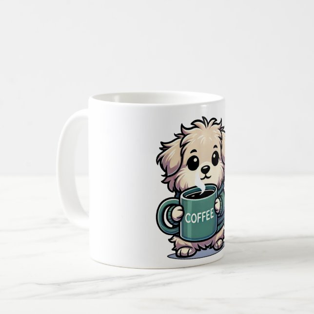 Chien avec tasse à café (Devant gauche)