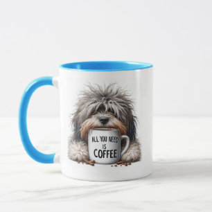 Chien avec tasse de café