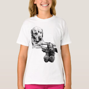 Chien avec Teddy T-shirt de style croquis