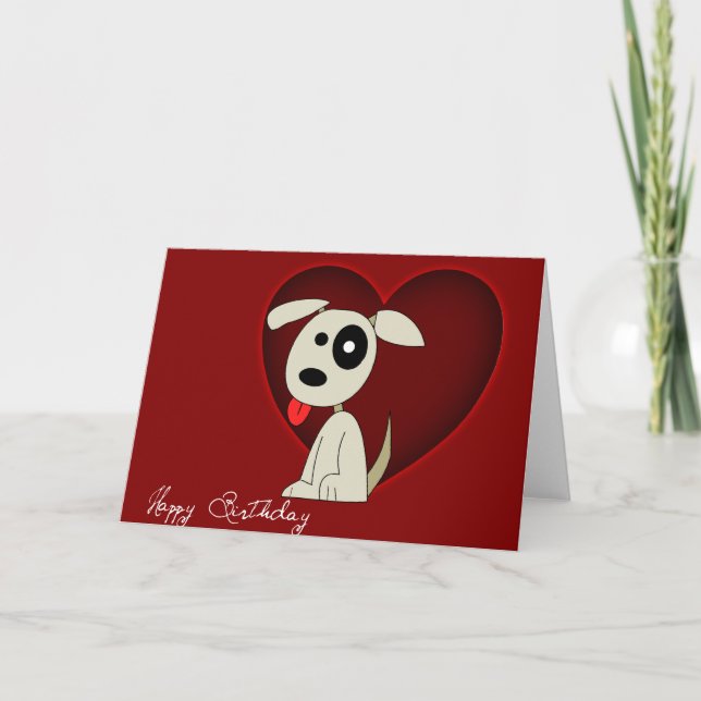 Chien avec un coeur - Carte d'anniversaire (Devant)