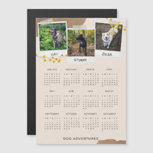 Chien Aventures mignon 2023 Calendrier magnétique