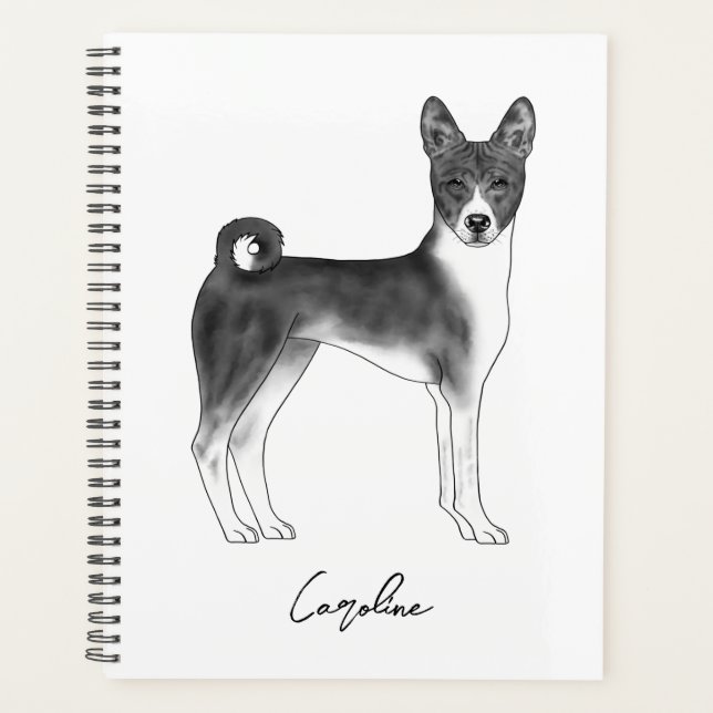 Chien Basenji En Noir Et Blanc Avec Texte Personna (Devant)