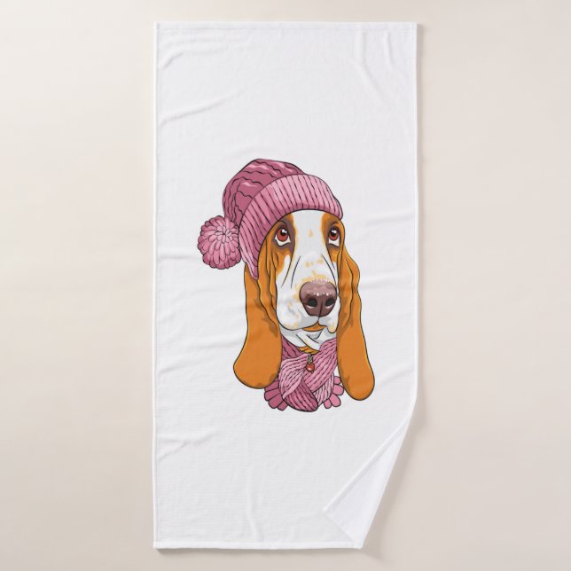 chien Basset Hound race en tricot casquette (Serviette de bain)