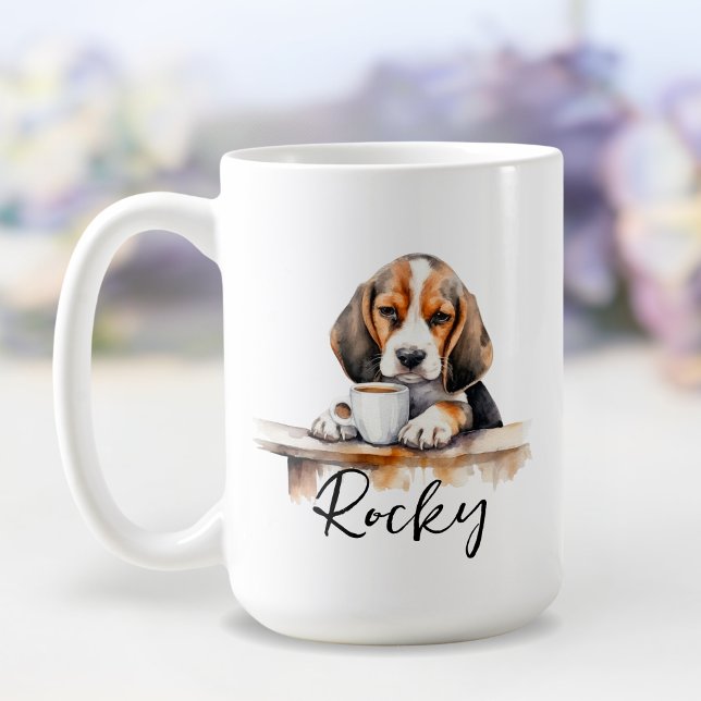chien beagle avec tasse de café, chien avec attitu (Créateur téléchargé)