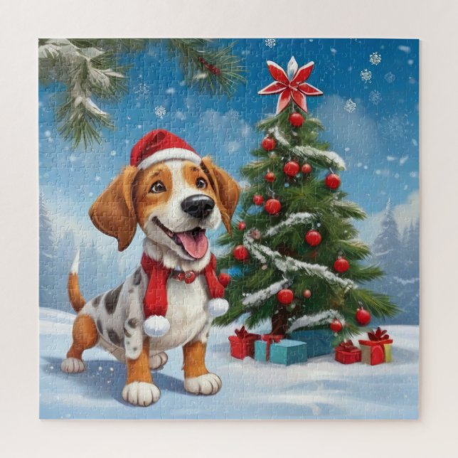 Chien Beagle de Noël Jigsaw Puzzle (Vertical)