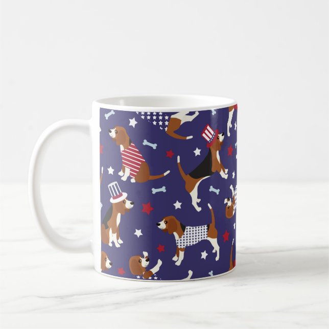 Chien Beagle patriotique Motif de café Mug (Gauche)