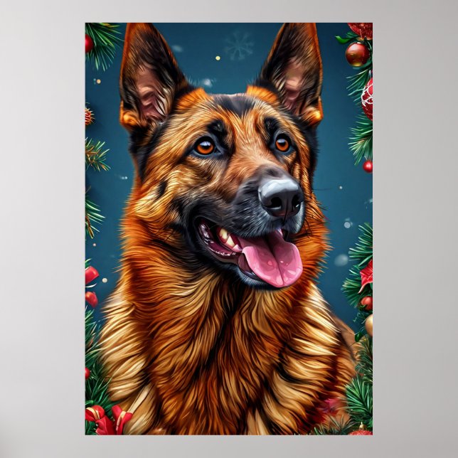 Chien berger allemand avec décoration de Noël (Devant)