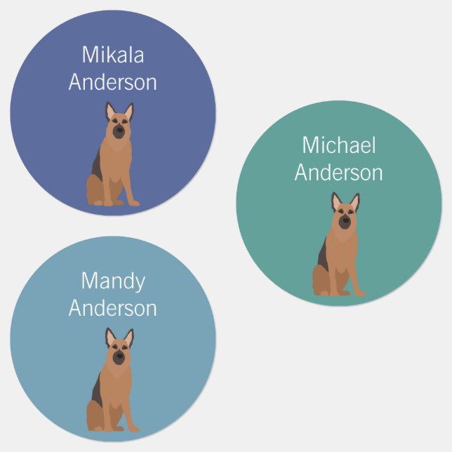 Chien berger allemand couleurs étiquette imperméab (Groupe)