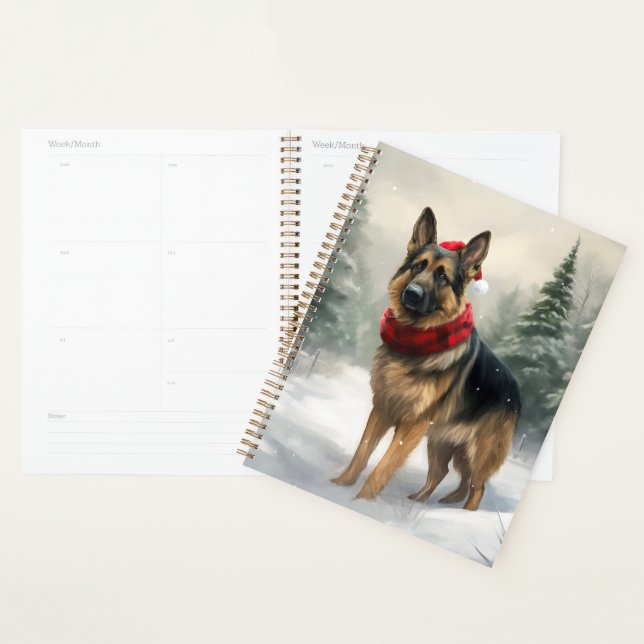 Chien Berger Allemand dans un Noël enneigé (Devant avec enveloppe)