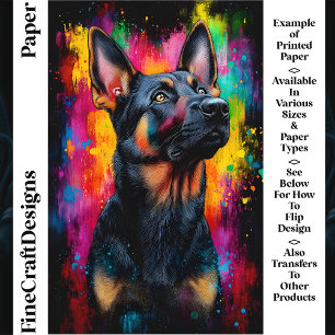 Chien berger allemand Pop Art vif Papier craft CS7