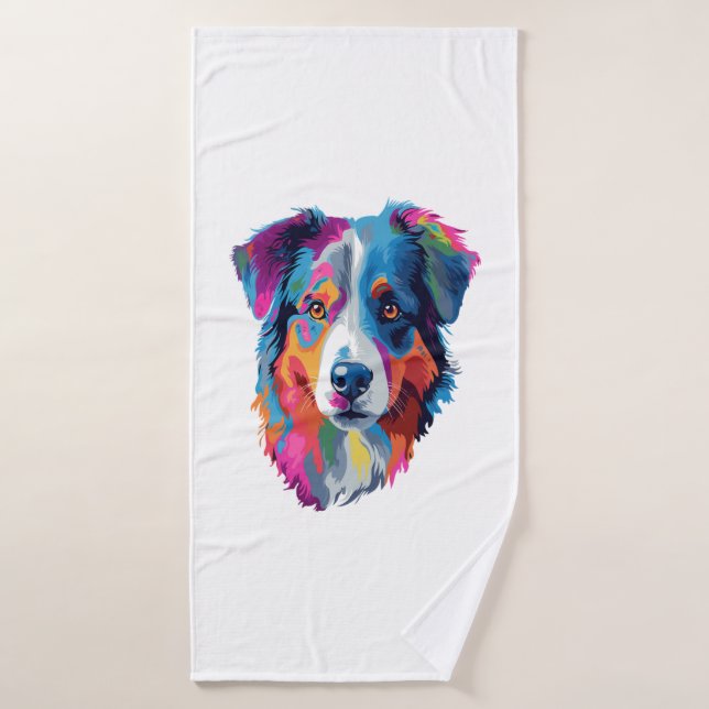 Chien berger australien coloré (Serviette de bain)