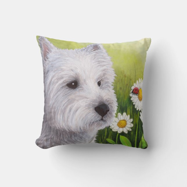 Chien blanc 83 Coque Coussin (Recto)