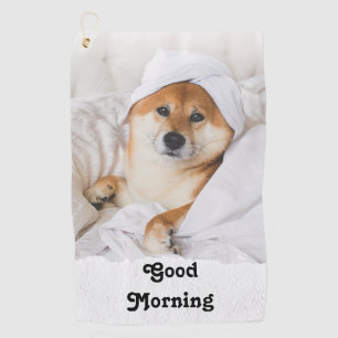 Chien blanc Brown mignon Good Morning Serviettes d