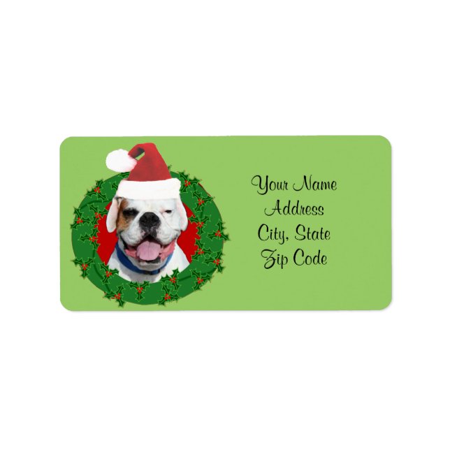 Chien blanc de boîte étiquettes de adresse de Noël (Devant)