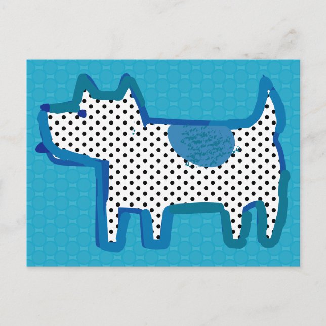 "chien bleu" peinture numérique Carte postale (Devant)