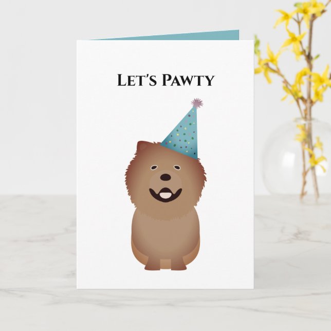 Chien Bonne carte d'anniversaire, Pawty Chow Chow (Fleur jaune)