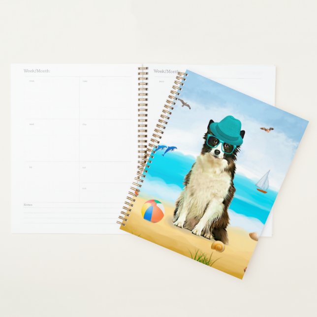 Chien Border Collie sur la plage (Devant avec enveloppe)