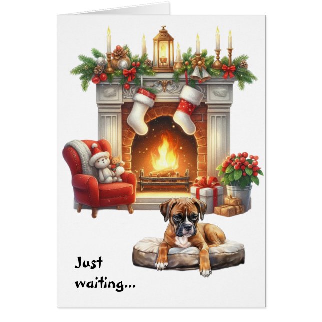 Chien Boxer Attendant Noël (Devant)