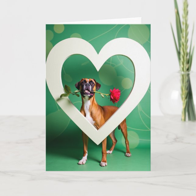 Chien Boxer avec carte rose (Devant)