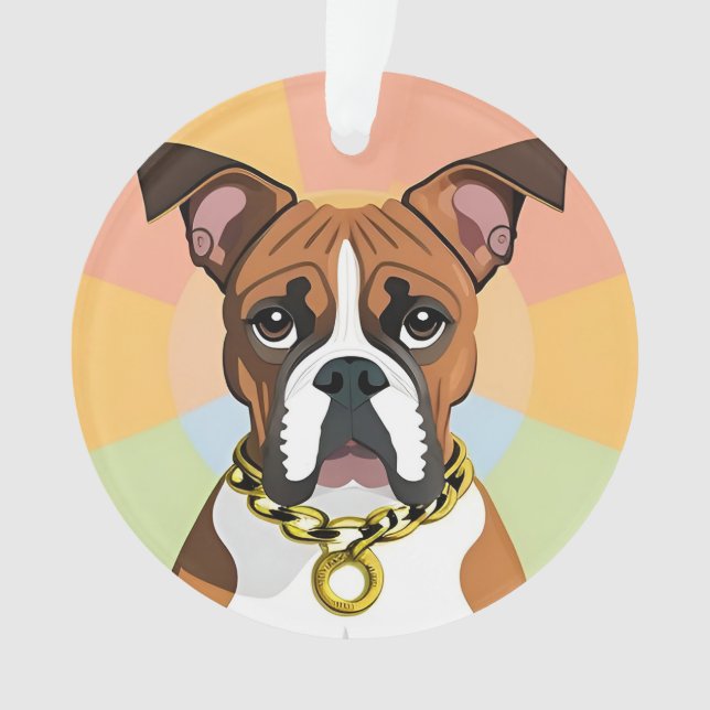 Chien Boxer dans un cadre circulaire vibrant (devant)