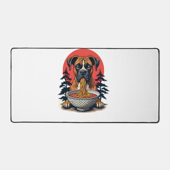 Chien Boxer Vintage Mangeant Ramen Coucher de Sole (Recto)
