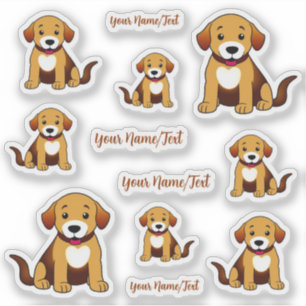 Chien brun, assis - autocollant
