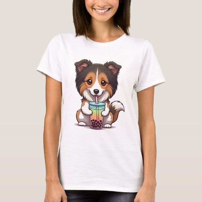 Chien buvant un T-shirt Boba (Devant)