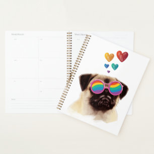 Chien Carlin avec coeurs Saint-Valentin