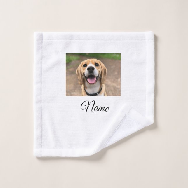 Chien chat photo ajouter le nom de l'animal de com (Gant de toilette)