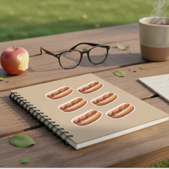 Chien chaud avec sticker en vinyle de râpe (Hot Dog with Relish Vinyl Sticker)