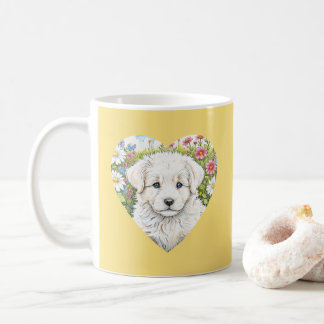 Chien Chien Chien Coeur Mug Jaune
