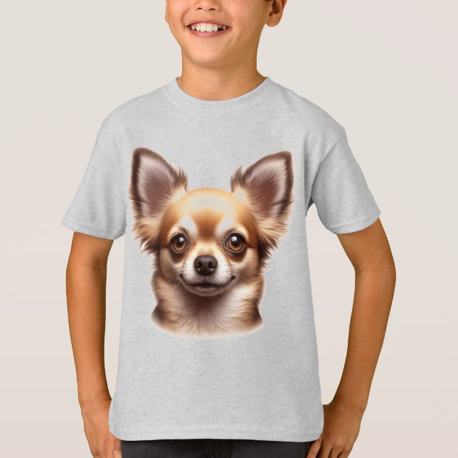 Chien Chihuahua à cheveux longs T-shirt (Devant)