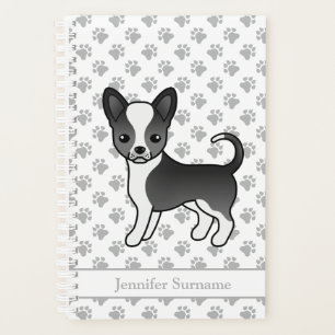 Chien Chihuahua à poil lisse noir et blanc & Texte