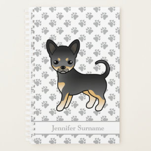 Chien Chihuahua à poil lisse noir et feu & Texte