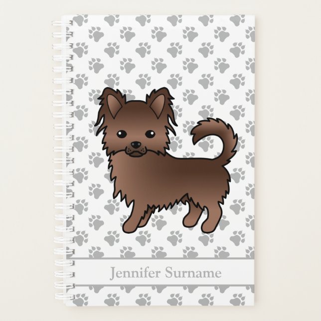 Chien Chihuahua à poil long au chocolat & Texte pe (Devant)