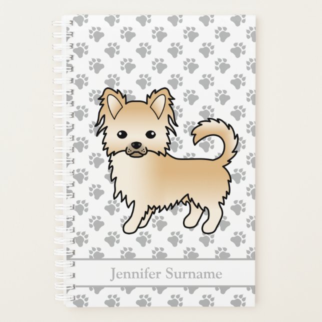 Chien Chihuahua à poil long couleur faon & Texte p (Devant)