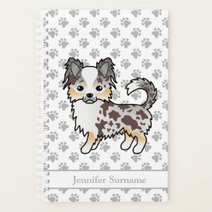 Chien Chihuahua à poil long Merle Chocolat & Texte