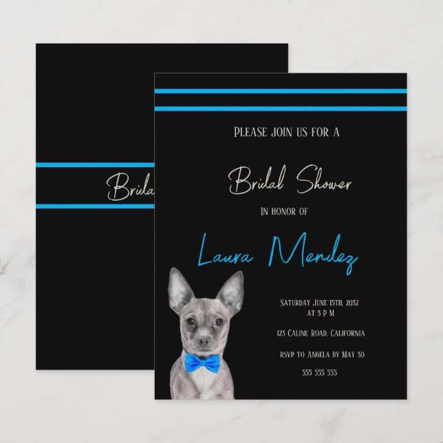 Chien Chihuahua moderne Bridal Shower Invitation (Devant / Derrière)