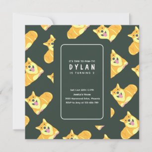 Chien chiot Anniversaire Invitation Carré Partie P