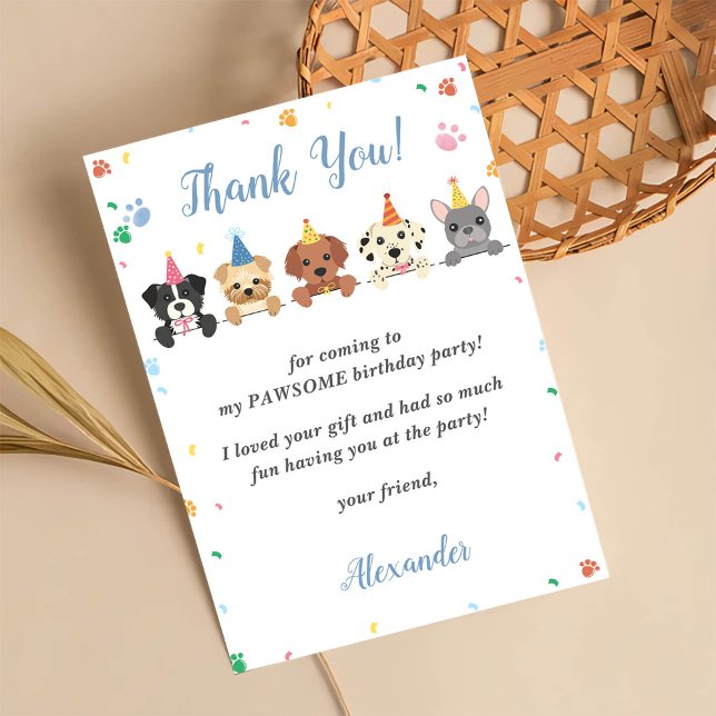 Chien chiot Carte de remerciements fête d'annivers (Créateur téléchargé)